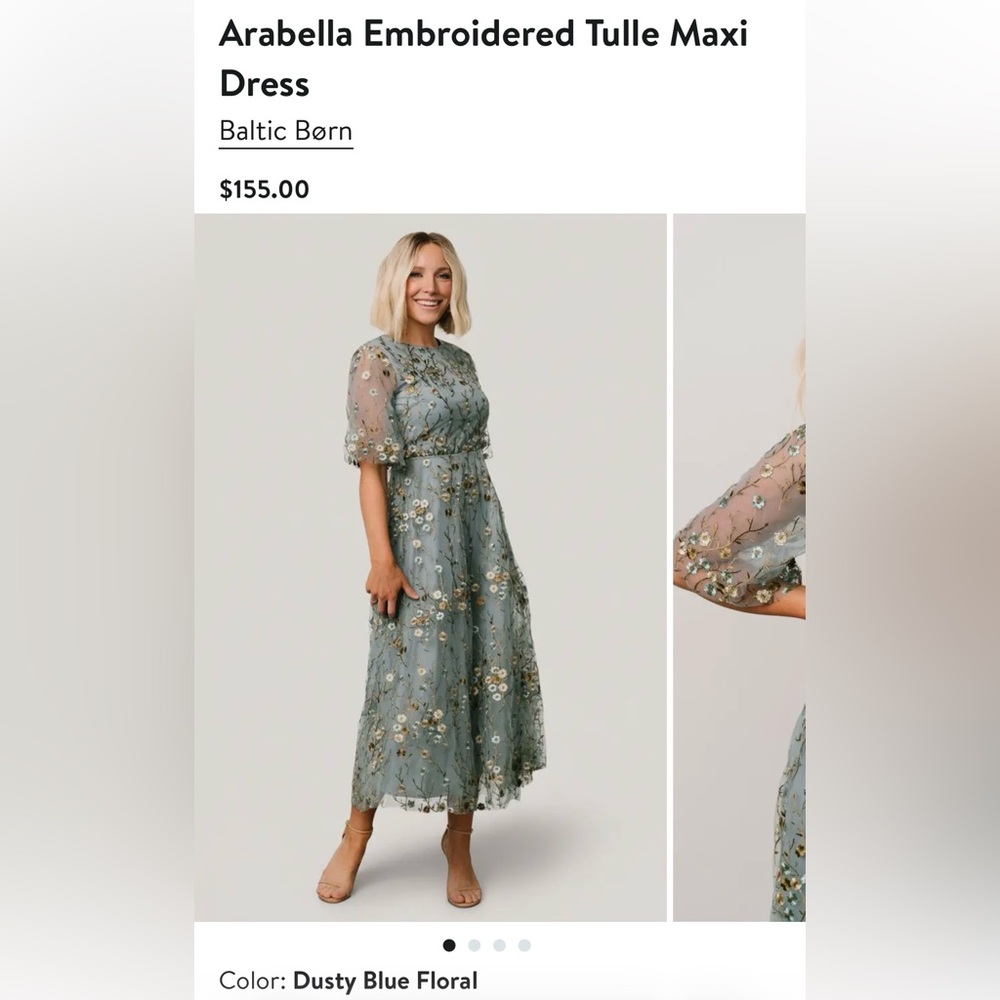 Baltic Born Arabella Tulle Maxi Dress Embellished Blue XL NWT